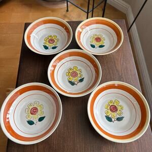 Vintage McCoy Stores 9-inch Flower Bowls set of 5